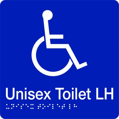 Sign Plastic - Braille Disable Toilet LH (180 x 180mm)