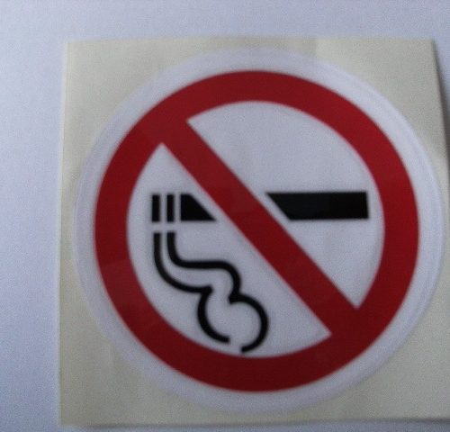 NO SMOKING/EATING/DRINKING STICKERS/SIGNS VIEW BOTH SIDES ON GLASS STICKER 
